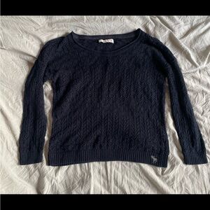 Abercrombie & Fitch Navy Crew Neck Crochet Sweater